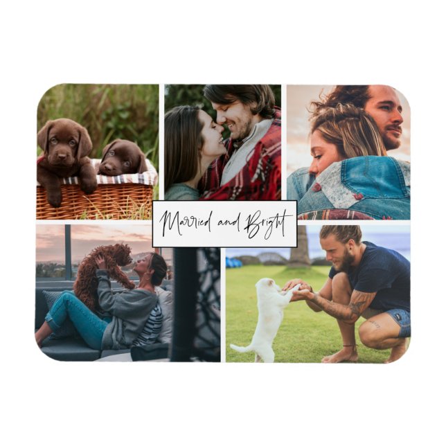 Gift med och ljusnylyft par Fotojul Magnet (Horisontell)