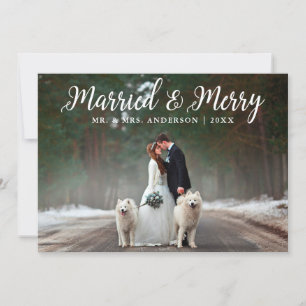 Gift med och Merry Bröllop-fotopatkort W Inbjudningar