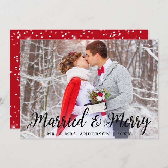 Gift med och Merry Bröllop-jullkort S Inbjudningar (Fram/baksida)