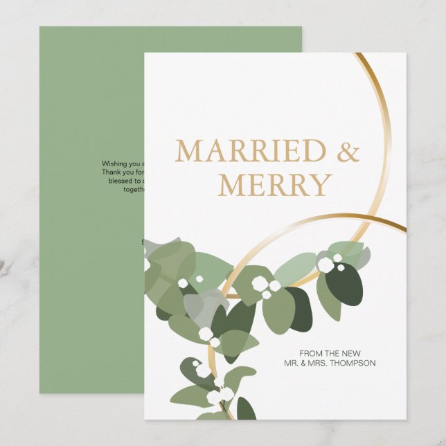 Gift med och Merry Guld Ringar Nyligen gift jul (Fram/baksida)