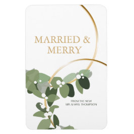 Gift med och Merry Guld Ringar Nyligen gift jul Magnet