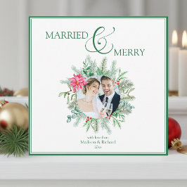 Gift med och Merry Newlyed-jul Julkort