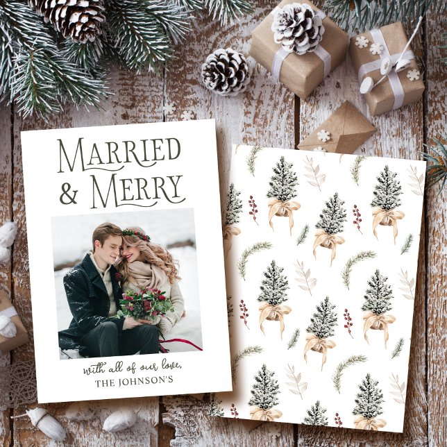 Gift med och Merry Newlyed Julkort (Skapare uppladdad)