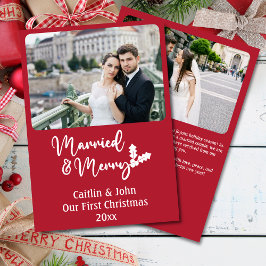 Gift med och Merry Newlyweds Första julrött Julkort