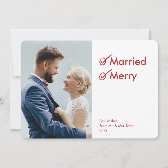Gift med och merry | Nytt foto Julkort (Framsida)