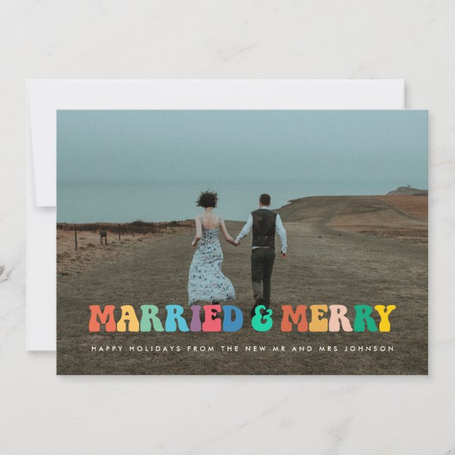 Gift med och Merry Retro 60-tal Hippie julkort Inbjudningar (Framsida)