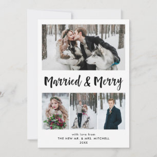 Gift med och merry Svartvit multifoto Julkort