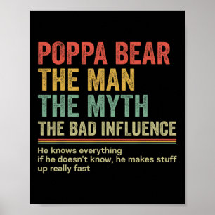 Gift med Pappa Funny Fars dag Gift Poppa Bear Nic Poster