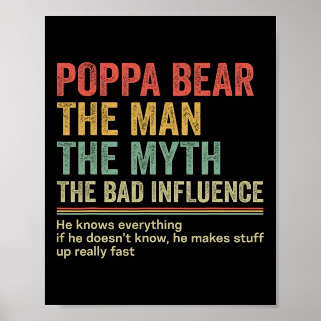 Gift med Pappa Funny Fars dag Gift Poppa Bear Nic Poster (Framsidan)