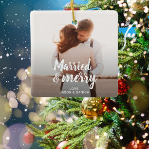 Gift & Merry Bröllop Tack för julfoto Julgransprydnad Keramik