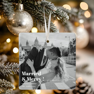 Gift & merry Elegant, svart och vit fotoutgåva Julgransprydnad Keramik