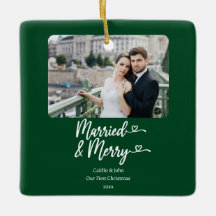 Gift Merry Newlyweds 1:a julfotfoto Grönt