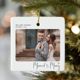 Gift & Merry-skript Nyloven jul Julgransprydnad Keramik