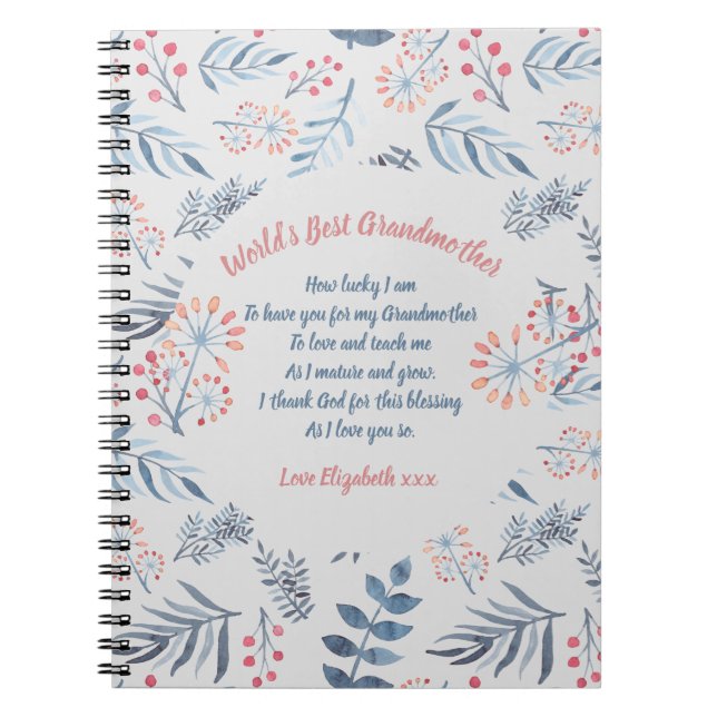 GIFT - Mormor Poems from Grandchildren - ANPASSNIN Anteckningsbok (Framsidan)