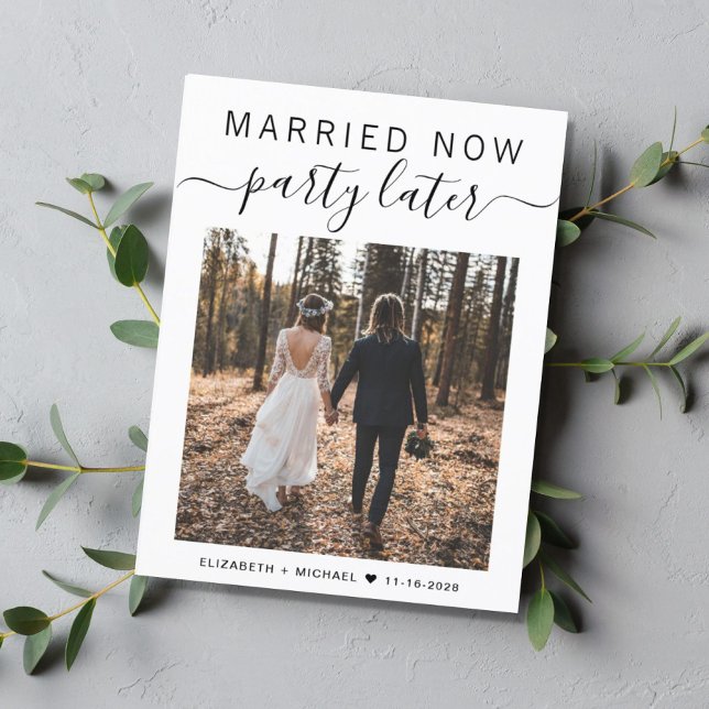 Gift Nu Fest Senare Foto Bröllop Meddelande Vykort (Skapare uppladdad)