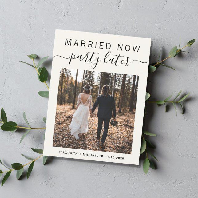 Gift Nu, Fest Senare Foto Kräm Bröllop Meddelande Vykort (Skapare uppladdad)