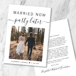 Gift nu med Party, senare med Photo Bröllop-meddel