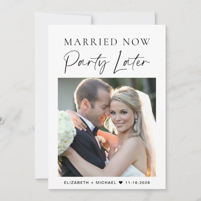 Gift nu med Party, senare med Photo Bröllop-meddel Inbjudningar (Framsida)