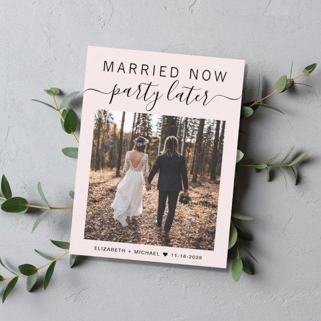 Gift nu Party senare Foto Rosa Bröllop Meddelande Vykort (Skapare uppladdad)