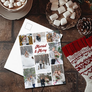 Gift Nyförälskat Julpar Foto Collage Helg Vykort