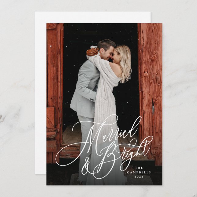 Gift Nygift Grön Julkort (Fram/baksida)