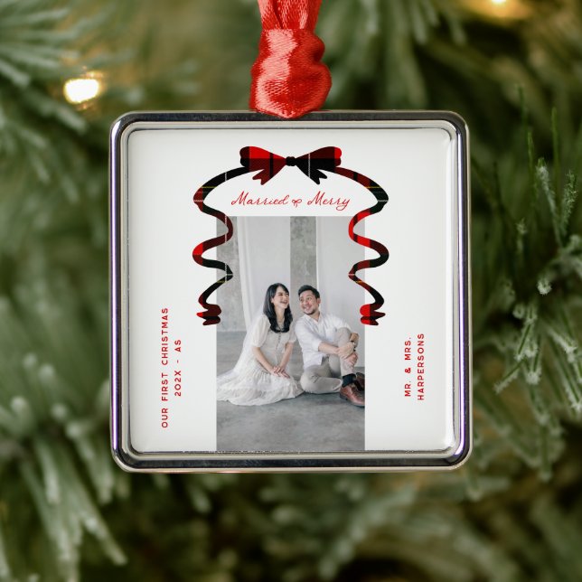 Gift Nygifta Foto Jul Nyförlovade Julgransprydnad Metall (Träd)