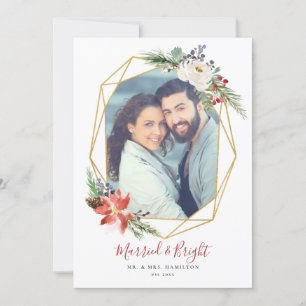 Gift- och Bright Geometric Photo-julkort Inbjudningar