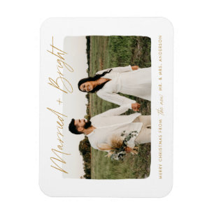 Gift och Bright Gold Script Foto Magnet
