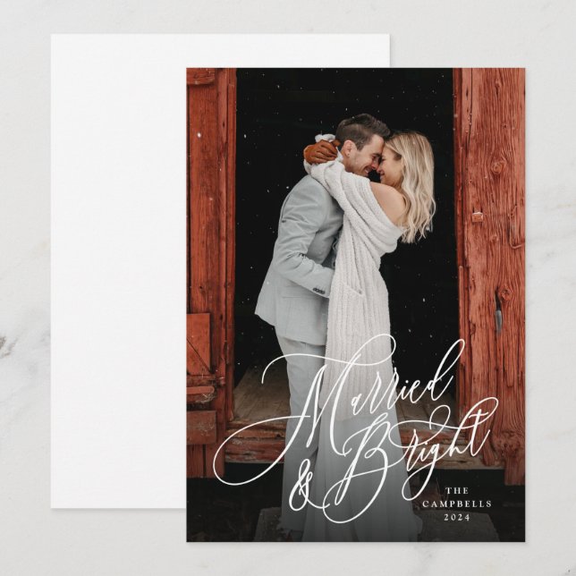 Gift och Bright Newlyed-Grönt Julkort (Fram/baksida)