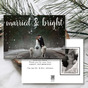 Gift och Bright Snö 2 Photo Bröllop Tack Julkort