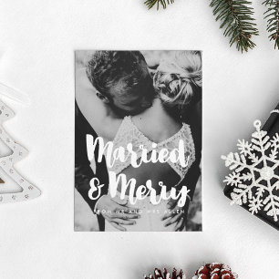 Gift och glad bröllopsfotokort julkort