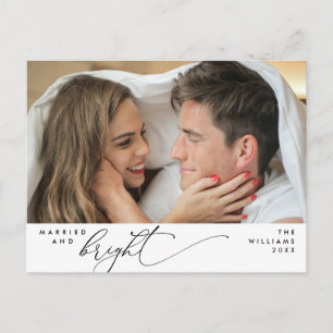 Gift och glad, Modernt manus Foto Högtid Vykort