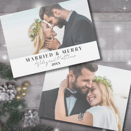 Gift och Glad Nyligen Gifta Julfoto Julkort