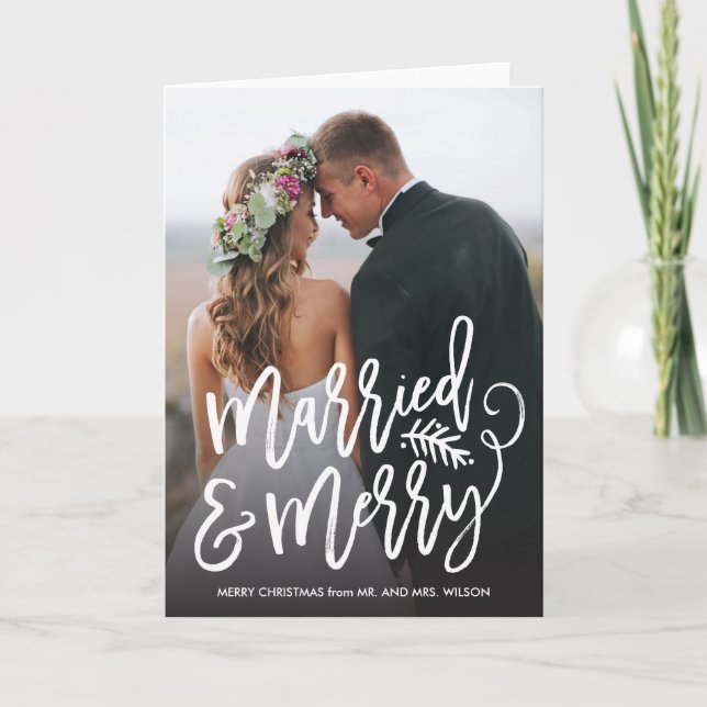 Gift och glatt helgdagfoto helgkort (Framsida)