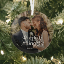 Gift och ljus Personlig Foto Ornament