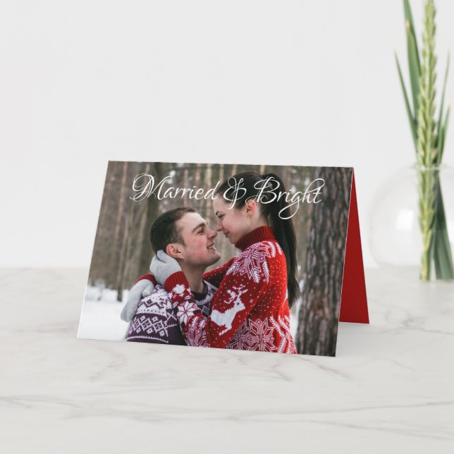 Gift- och ljusglimt julfoto helgkort (Framsida)