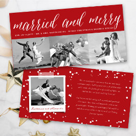 Gift och Merry 3 Photo Collage Simple Bröllop Julkort