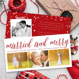 Gift och Merry 3 Photo Collage Simple Bröllop Julkort