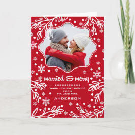 Gift och Merry. Anpassningsbar Fotojul Helgkort