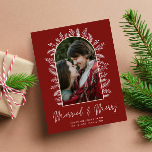 Gift och Merry Couple Photo Red jul Julkort