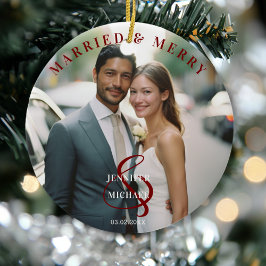Gift och Merry! Elegant, förenklad, foto Julgransprydnad Keramik