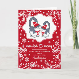 Gift och Merry. Funny Kittens julkort Helgkort