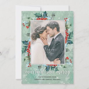 Gift och Merry Helgdag Greenery Julkort