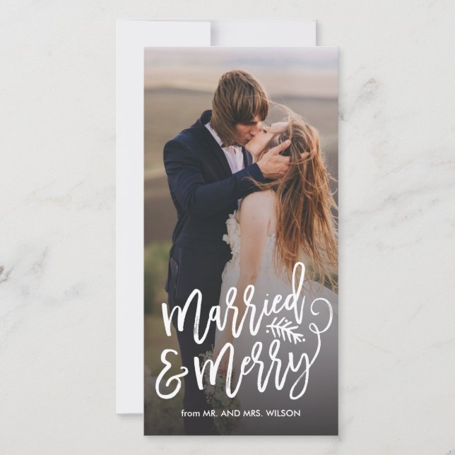 Gift och Merry Helgdag Photo Julkort (Framsida)