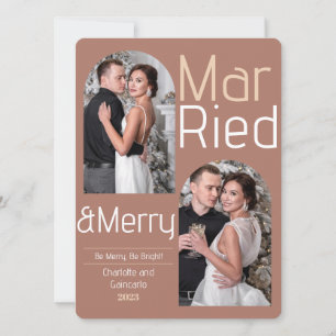 Gift och Merry Joy jul Nyligen weds Photo Julkort