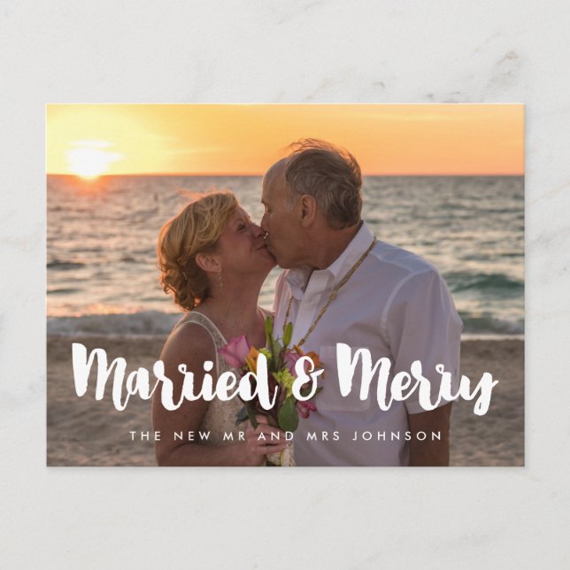 Gift och Merry modern Newlyweds-jul Vykort (Framsida)