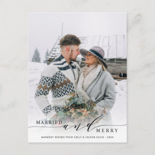 Gift och Merry Newlyed Helgdag Photo Vykort