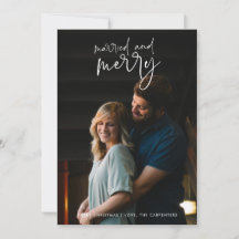 Gift och Merry Newlyged Couple Photo Jul