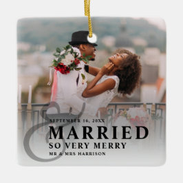 Gift och så mycket muntert Bröllop Photo Newlyed Julgransprydnad Keramik