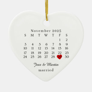 Gift Ornament, Bröllopsgåva, Bröllopsdatum Julgransprydnad Keramik